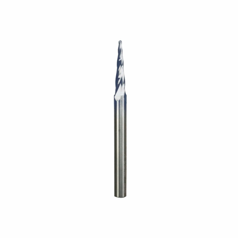 Tapered Ball Tip CNC Carving Router Bit - 1/4" SH 3" OL - Degree:5.4 Degree - Diameter:1/16"
